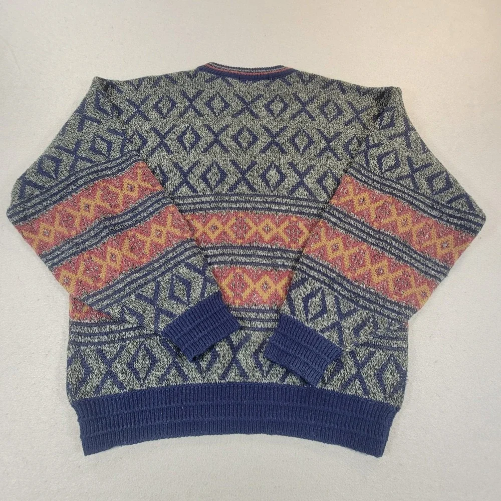Vintage McGregor Knit Sweater Fair Isle Geometric Crewneck Grandpa Core Men's XL